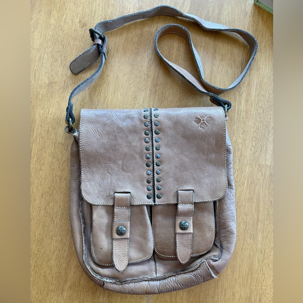 Patricia Nash ARMENO Brown Italian Leather Crossbody Messenger Tan - Picture 3 of 16